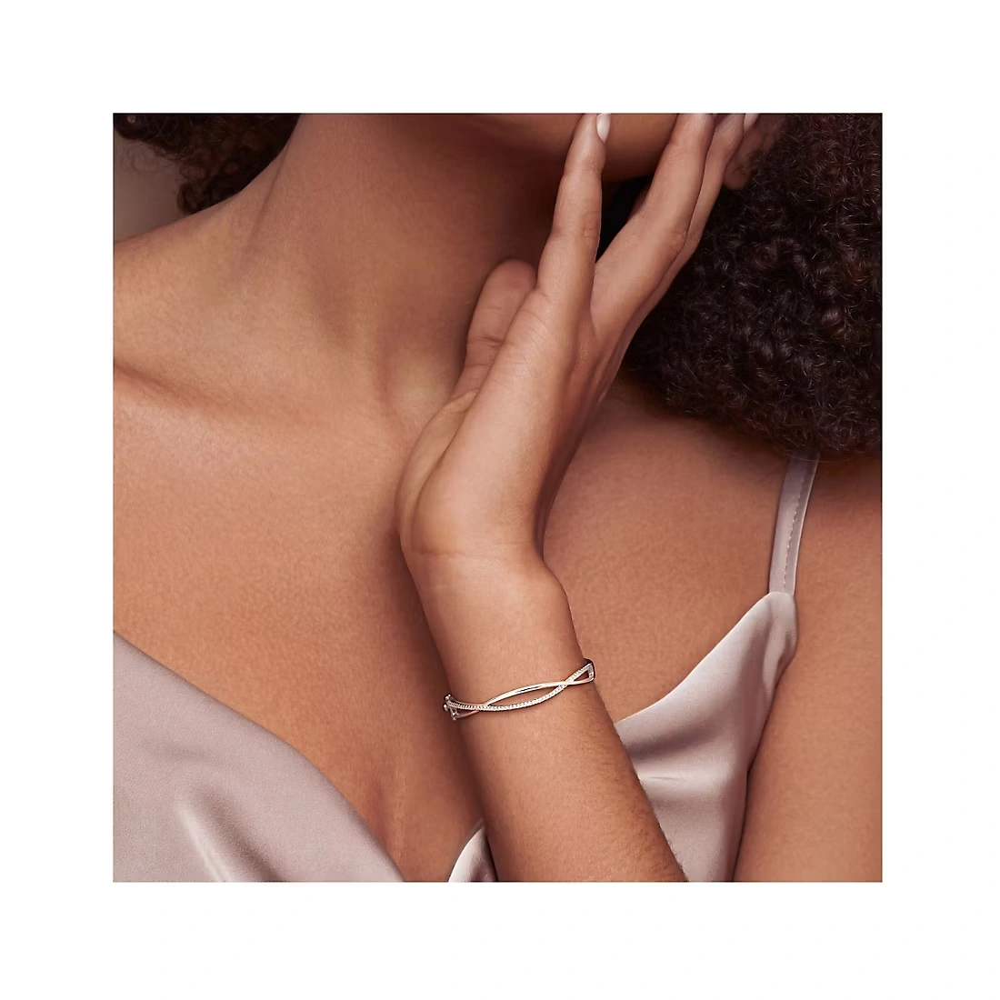 .50 ct. DEW Moissanite Criss-Cross Bangle in Sterling Silver