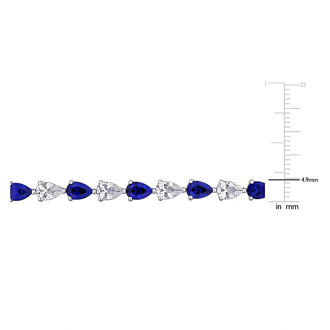 10.50 ct. TGW Created Blue and Created White Sapphire Tennis Bracelet in Sterling Silver
