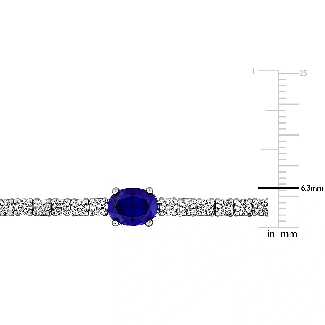Created Blue & White Sapphire Solitaire Tennis Bracelet in Sterling Silver