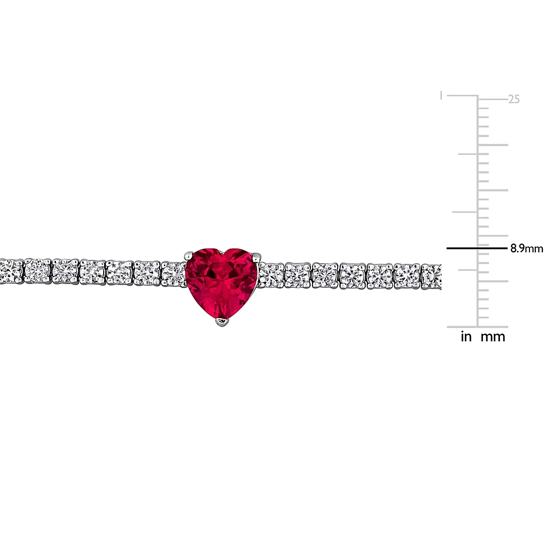 Created Ruby & White Sapphire Solitaire Tennis Bracelet in Sterling Silver