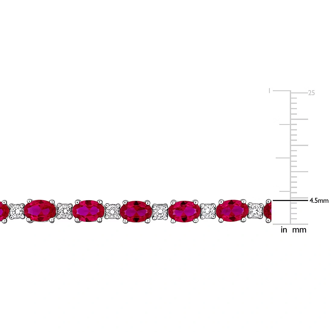 Lab-Created Ruby and White Sapphire Tennis Bracelet in Sterling Silver