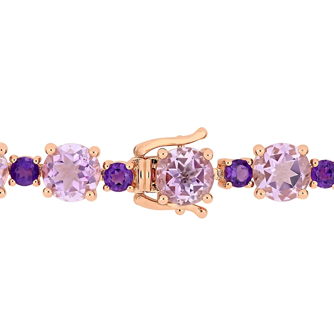 24.64 ct. t.w. Amethyst and Rose de France Tennis Bracelet in Rose Gold Sterling Silver