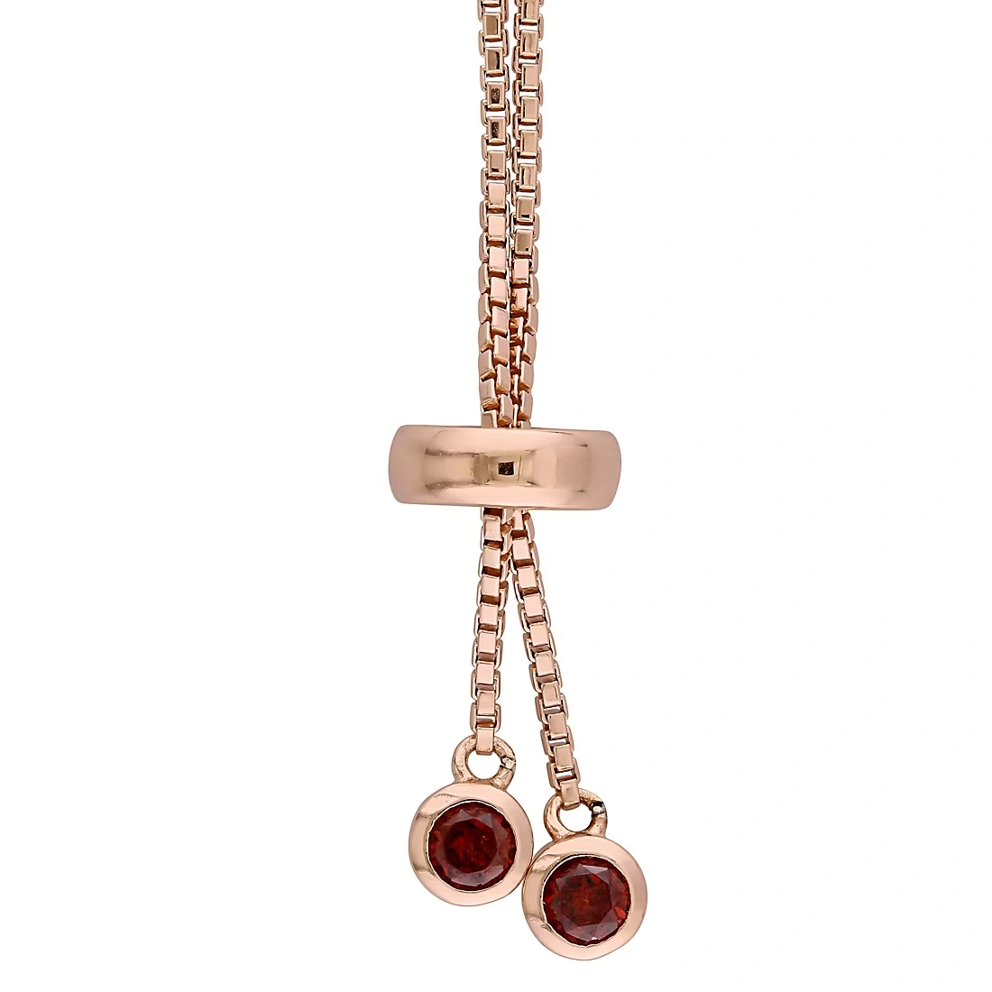 3.78 ct. TGW Garnet Adjustable Bracelet in Rose Rhodium-Plated Sterling Silver