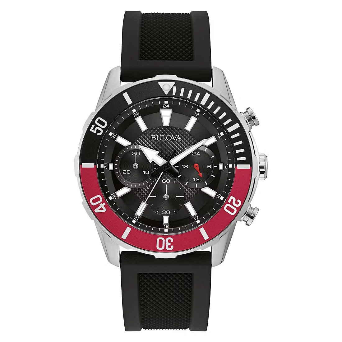 Bulova Sport Goldtone Stainless Black Chrono Dial Men's Black Silicone Strap Watch