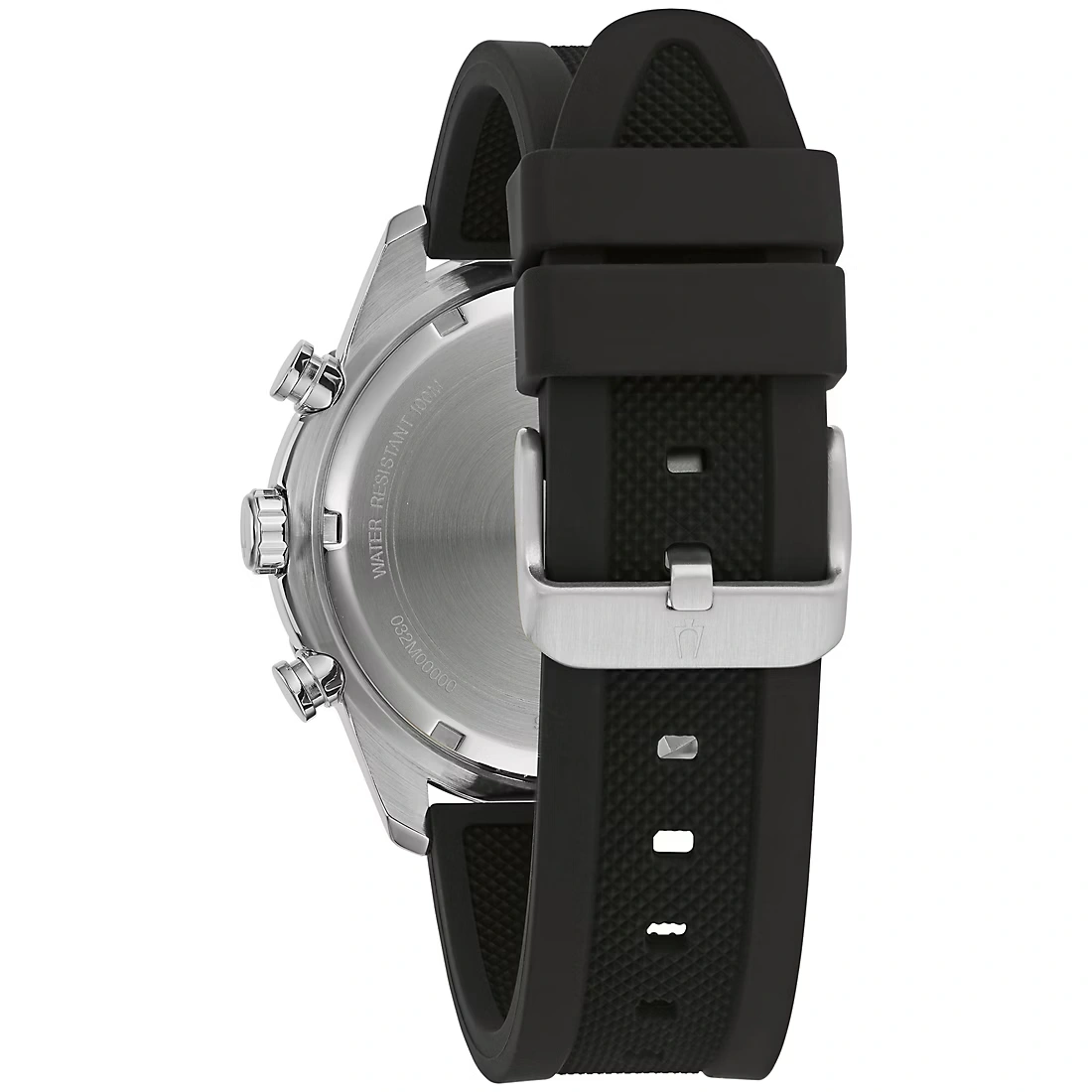Bulova Sport Goldtone Stainless Black Chrono Dial Men's Black Silicone Strap Watch