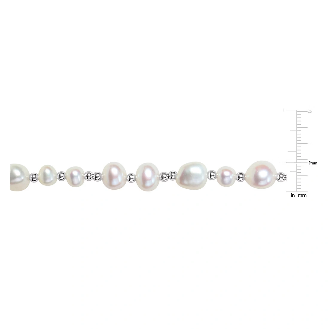 Cultured Freshwater Pearl Bracelet with Beads in Sterling Silver