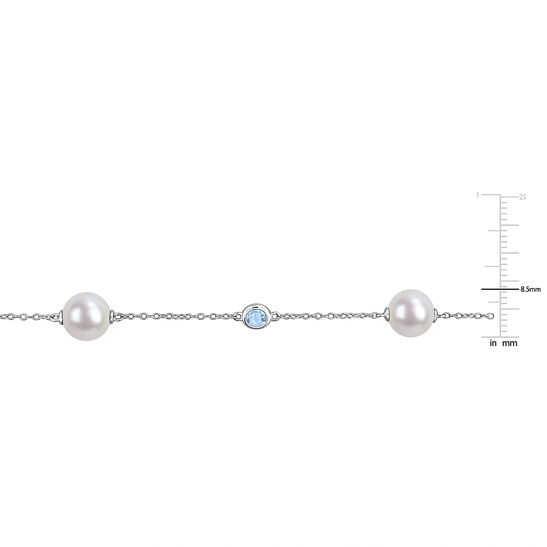 Cultured Freshwater Pearl & Gem Station Bracelet in Sterling Silver (Select Stone)