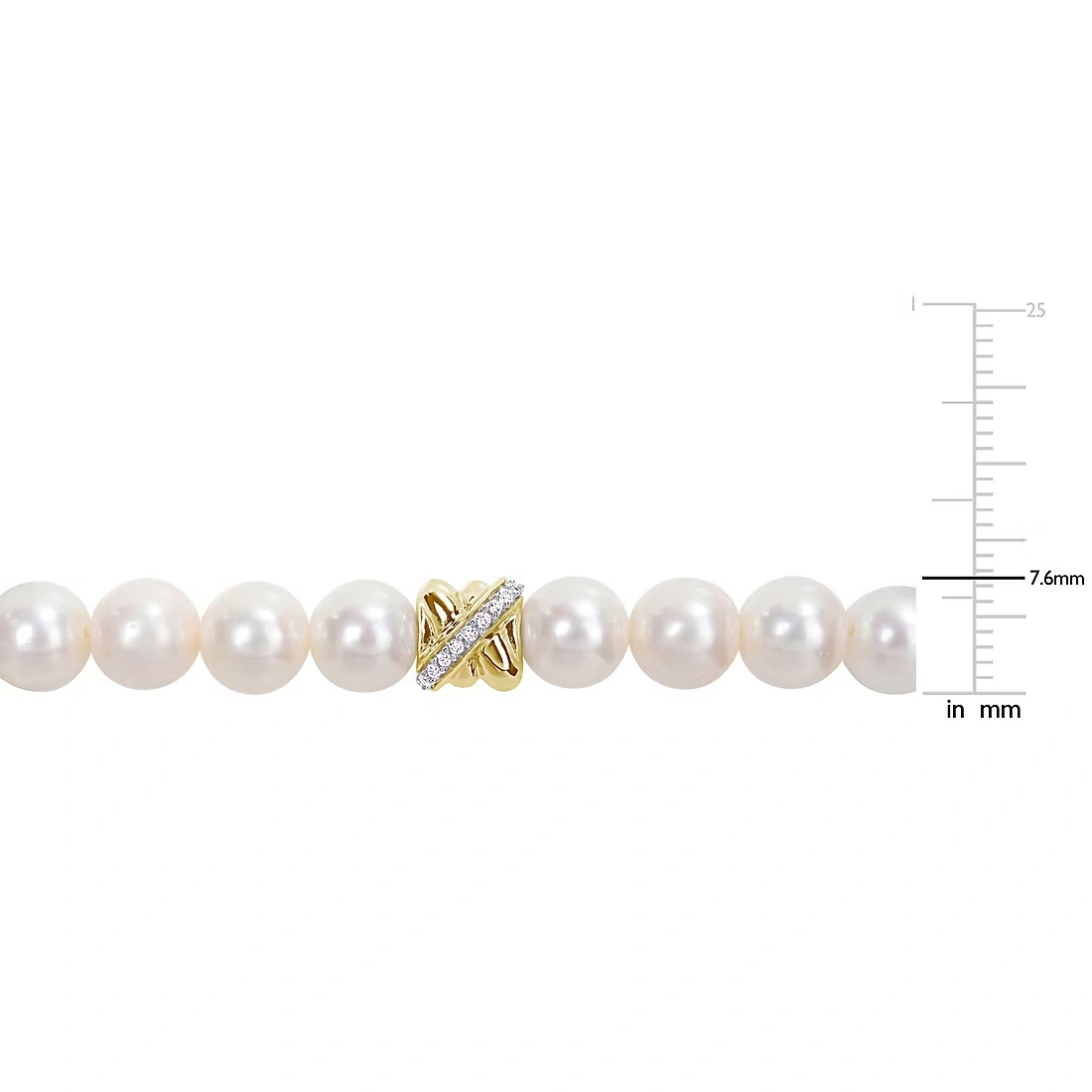 Cultured Freshwater Pearl & Diamond Strand Crossover Bracelet in 14k White Gold