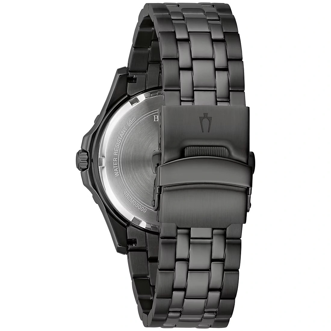 Bulova Sport Black Iron Plated Stainless Black Dial Men's Rosetone Markers Bracelet Watch