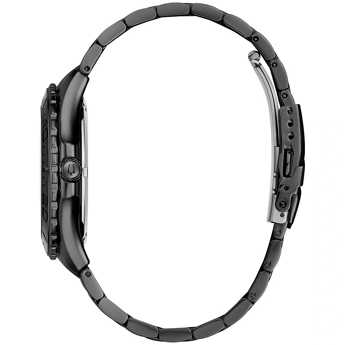 Bulova Sport Black Iron Plated Stainless Black Dial Men's Rosetone Markers Bracelet Watch