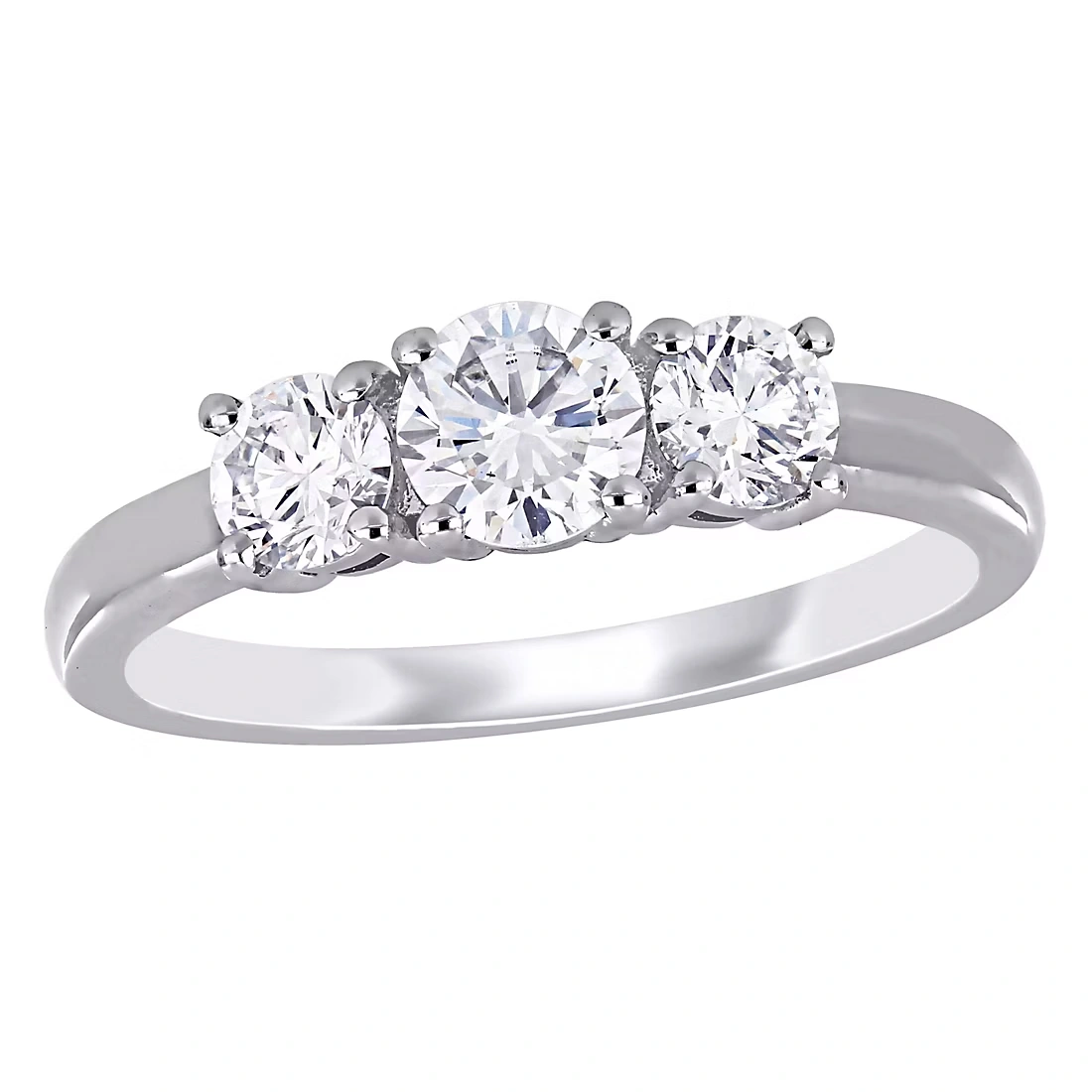 1 ct. TW Lab-Grown Diamond 3-Stone Engagement Ring in 14k White Gold