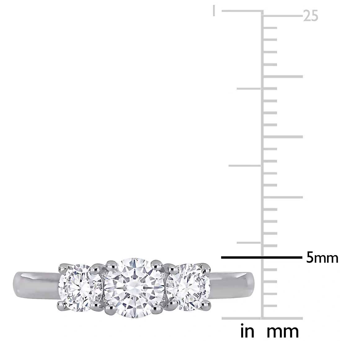 1 ct. TW Lab-Grown Diamond 3-Stone Engagement Ring in 14k White Gold