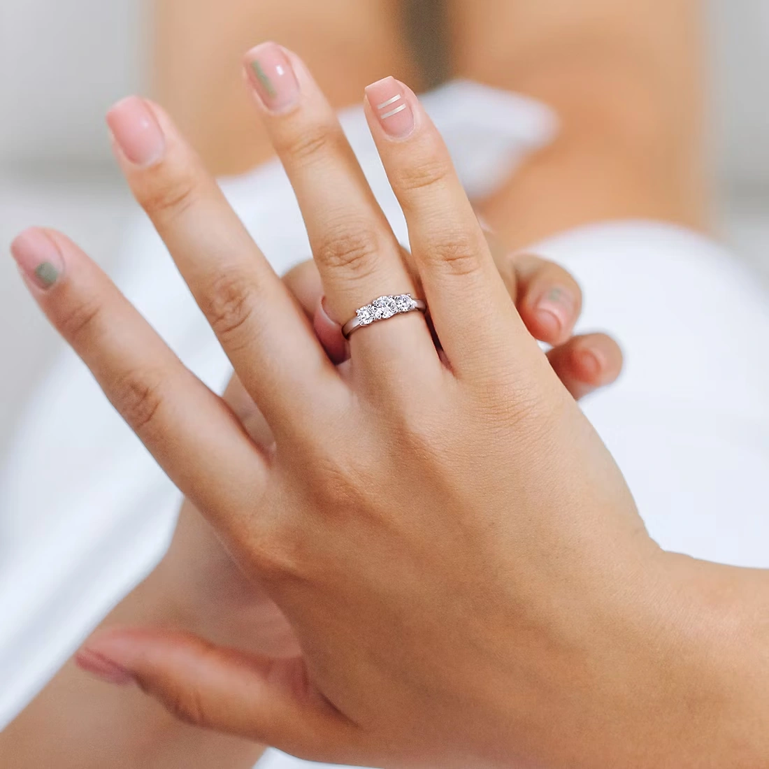 1 ct. TW Lab-Grown Diamond 3-Stone Engagement Ring in 14k White Gold 6 1 ct. TW Lab-Grown Diamond 3-Stone Engagement Ring in 14k White Gold