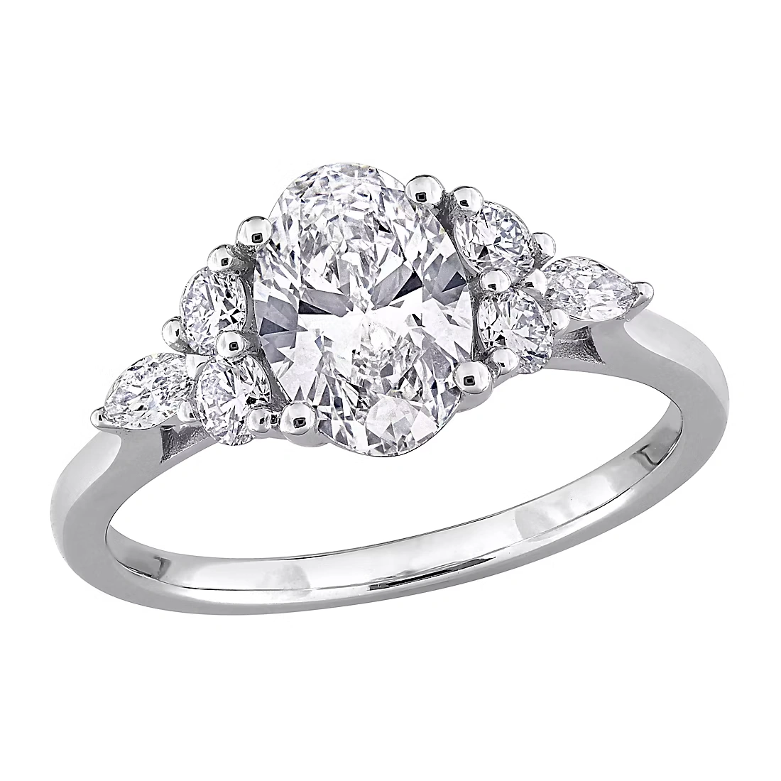 1.60 ct. t.w. Lab-Grown Diamond Ring with Side Stones in 14k White Gold