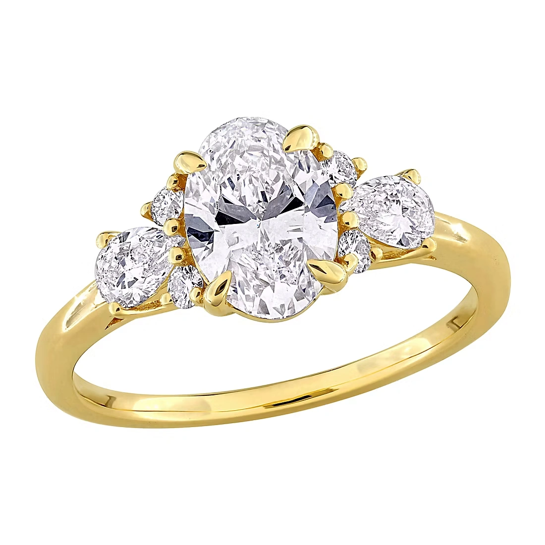 1.75 ct. t.w. Lab-Grown Diamond Ring with Side Stones in 14k Yellow Gold