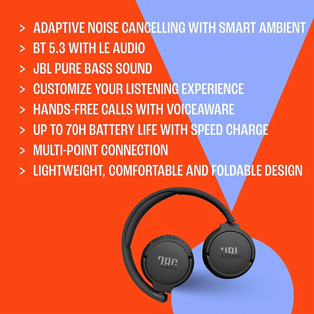 JBL Tune 670NC Wireless On Ear Noise Cancelling Wireless Headphones