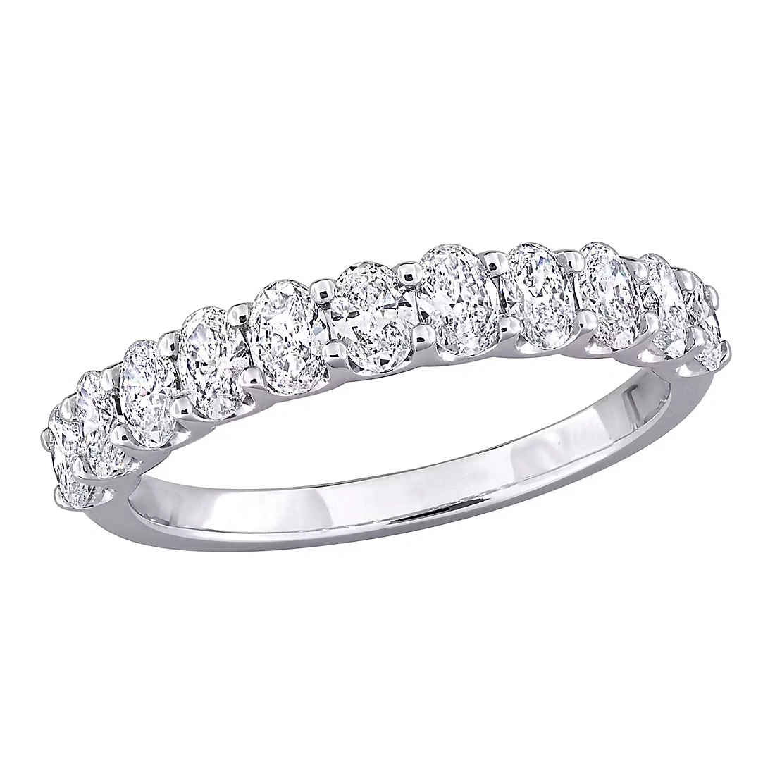 1 ct. t.w. Lab-Grown Diamond Oval Semi-Eternity Anniversary Band in 14k White Gold