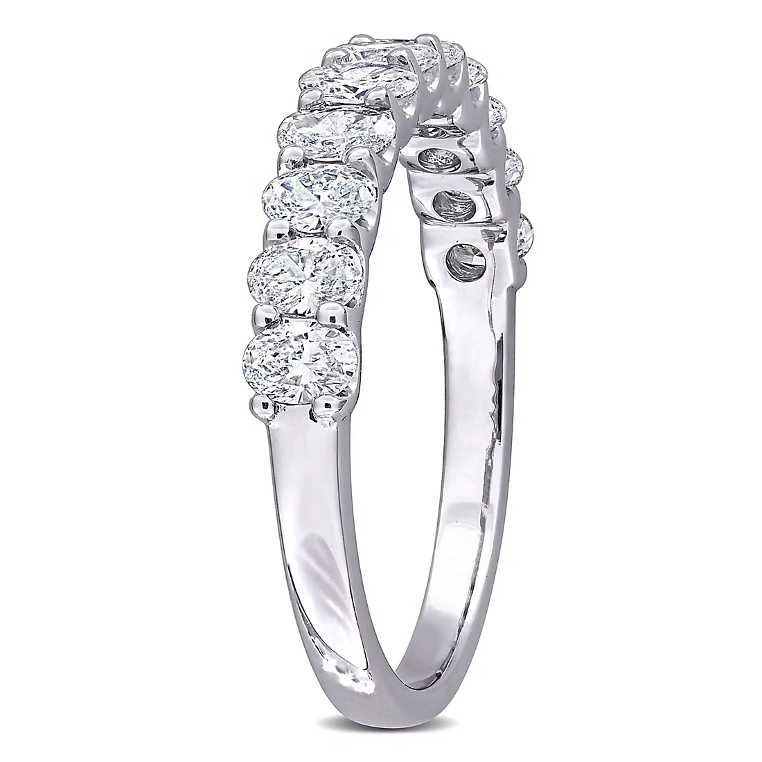 1 ct. t.w. Lab-Grown Diamond Oval Semi-Eternity Anniversary Band in 14k White Gold