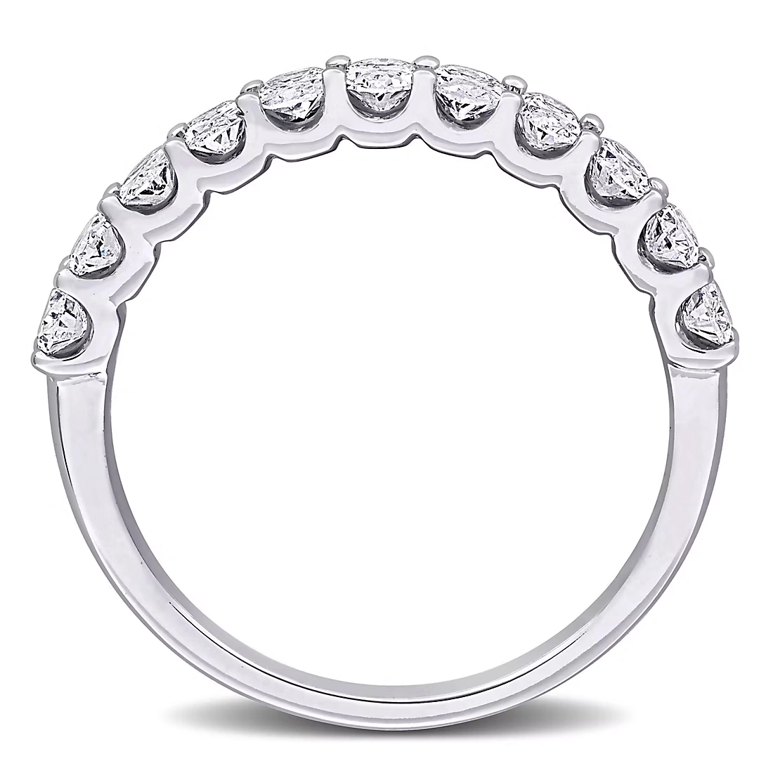 1 ct. t.w. Lab-Grown Diamond Oval Semi-Eternity Anniversary Band in 14k White Gold