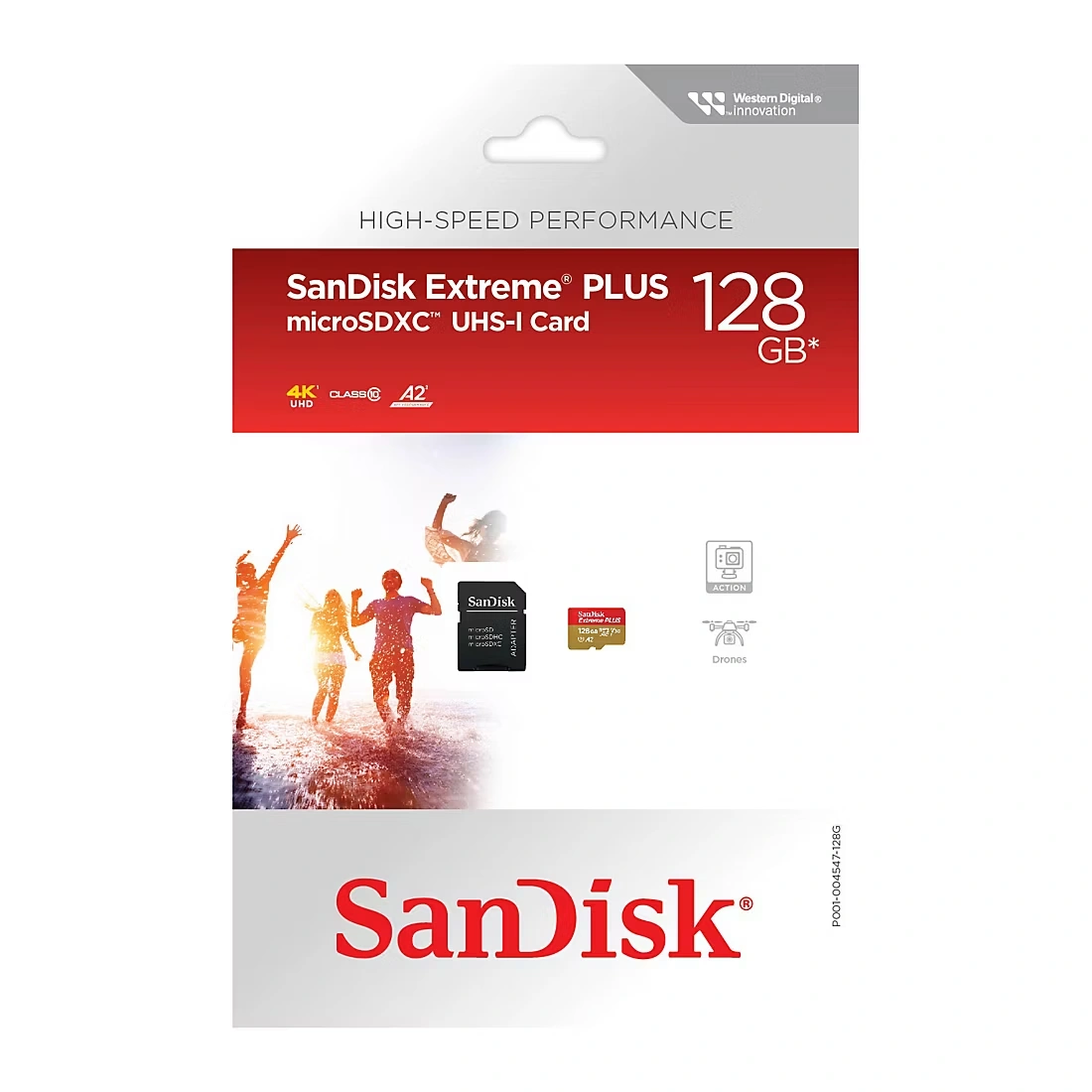 SanDisk Extreme PLUS microSDXC UHS-I card, 128GB, with A2 performance