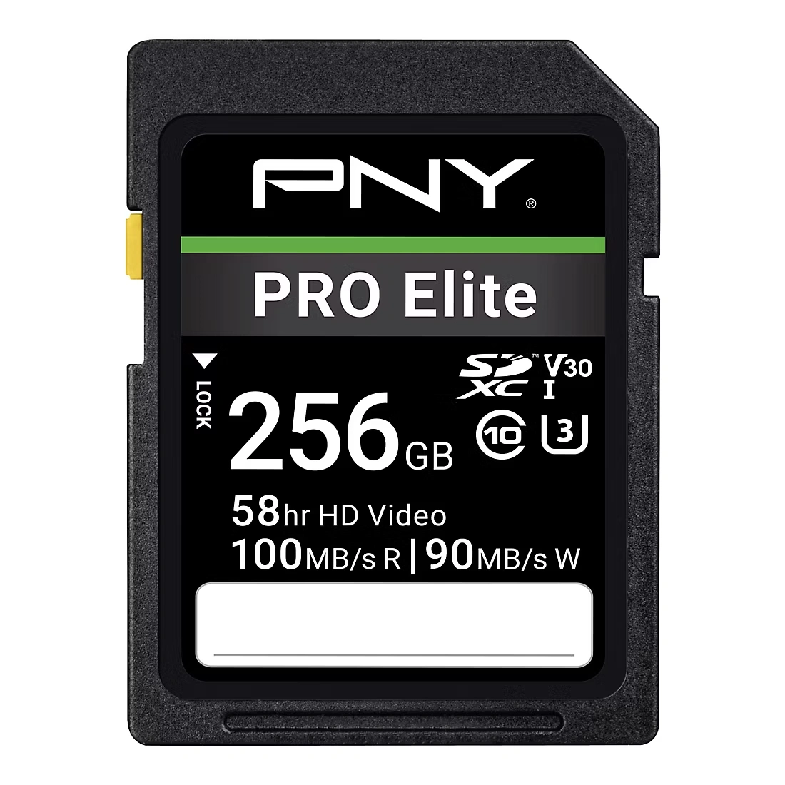 PNY 256GB PRO Elite Class 10 U3 V30 SDXC Flash Memory Card