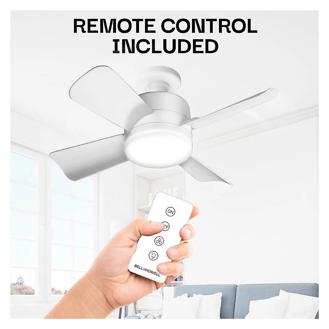 Bell + Howell Socket Fan Light - White Finish