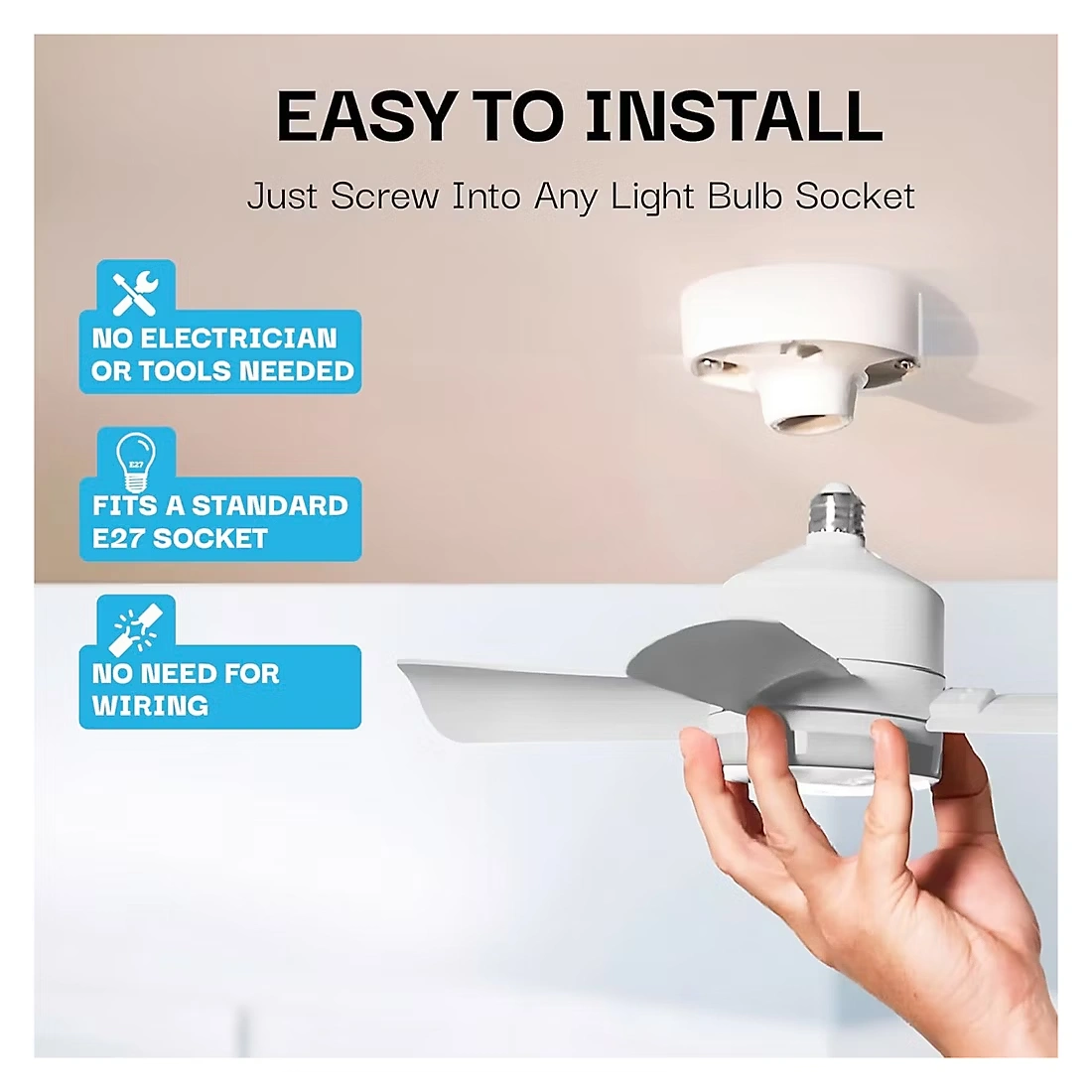Bell + Howell Socket Fan Light - White Finish