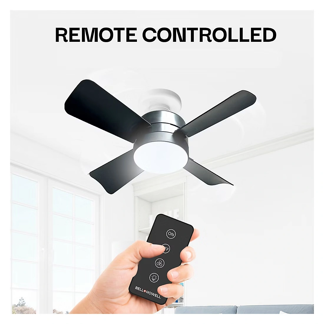 Bell + Howell Socket Fan Light - Matte Black Finish 3 Bell + Howell Socket Fan Light - Matte Black Finish
