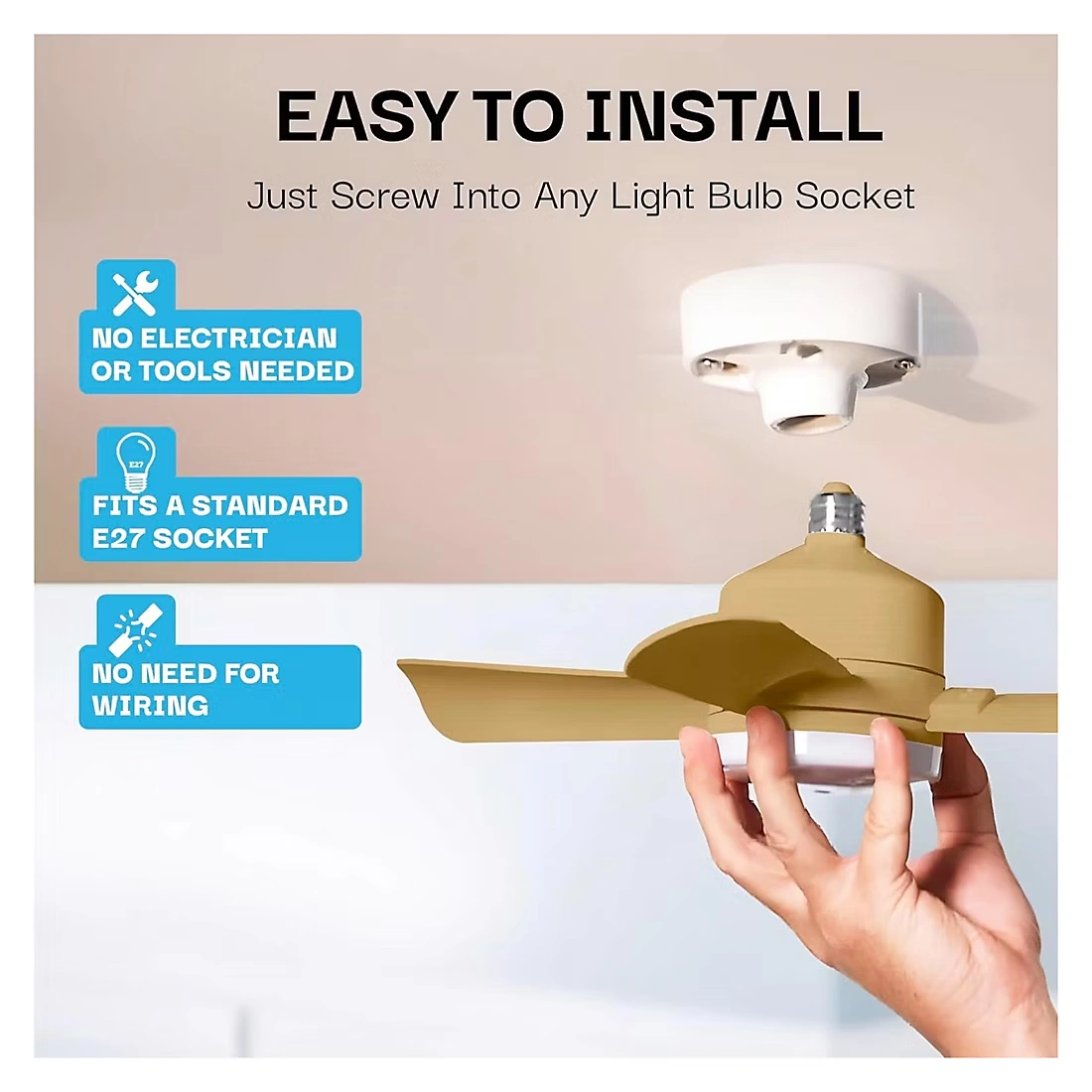 Bell + Howell Socket Fan Light - Bronze Gold Finish