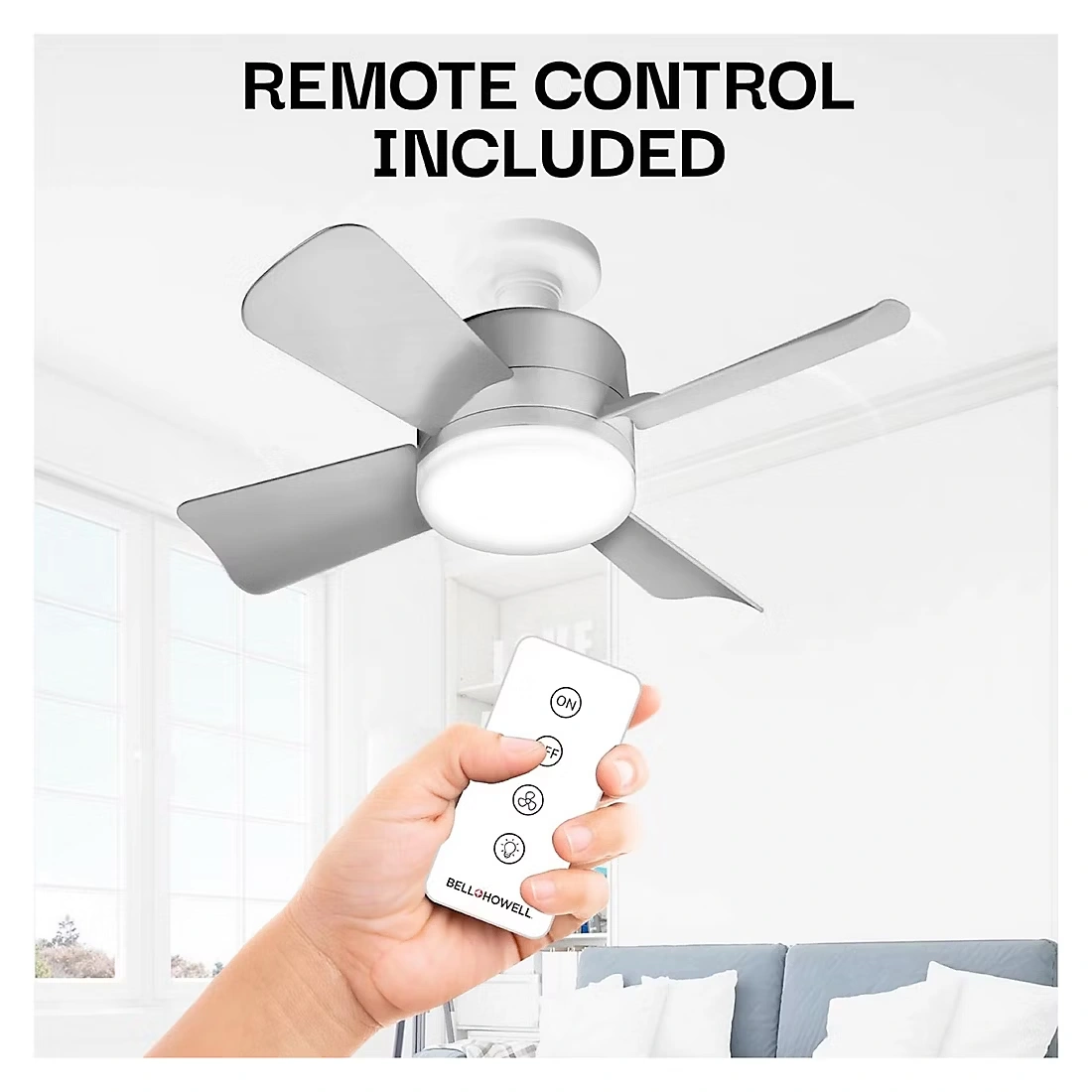 Bell + Howell Socket Fan Light - Brushed Silver