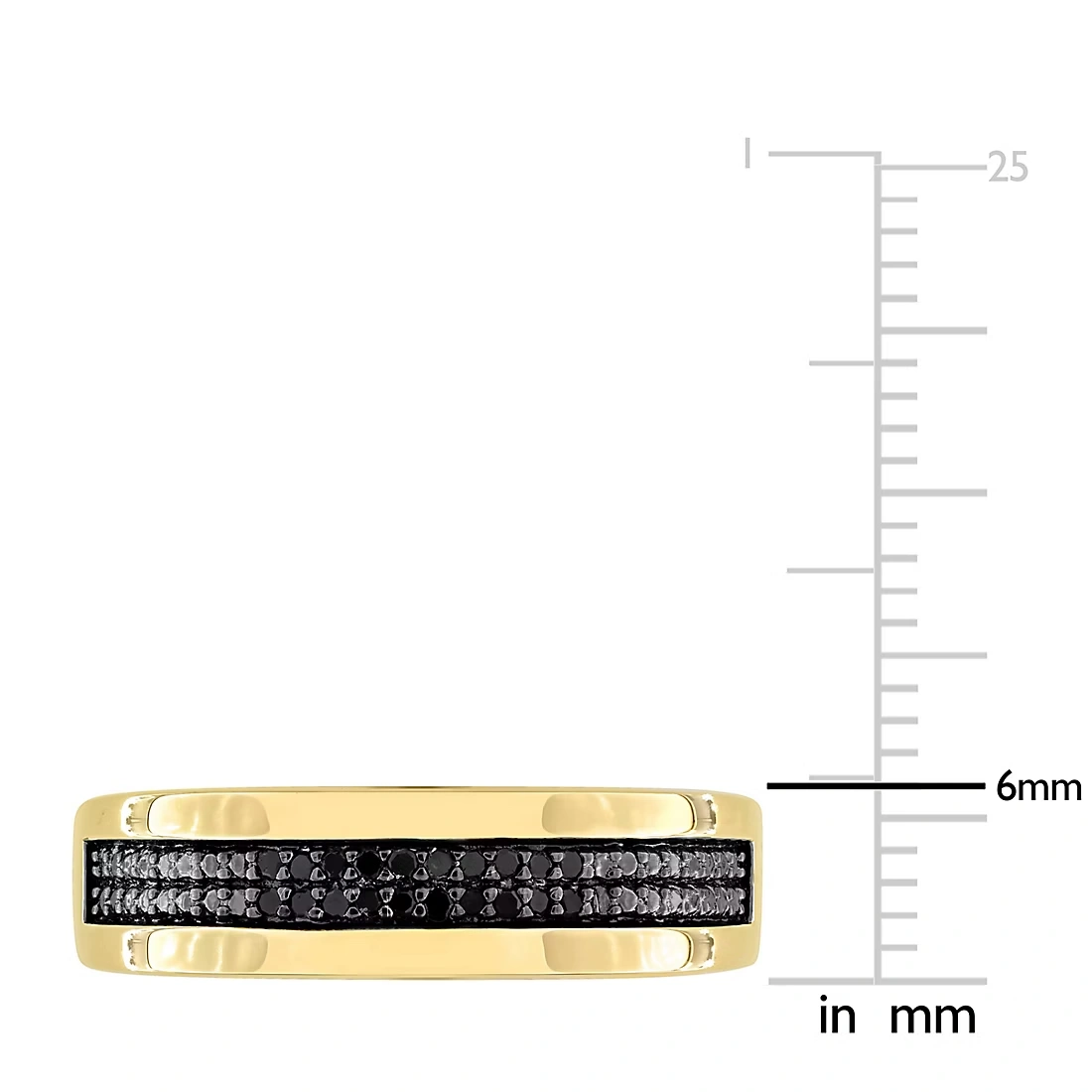 Men's .1 ct. t.w. Black Diamond Double Row Anniversary Band in Yellow Plated Silver