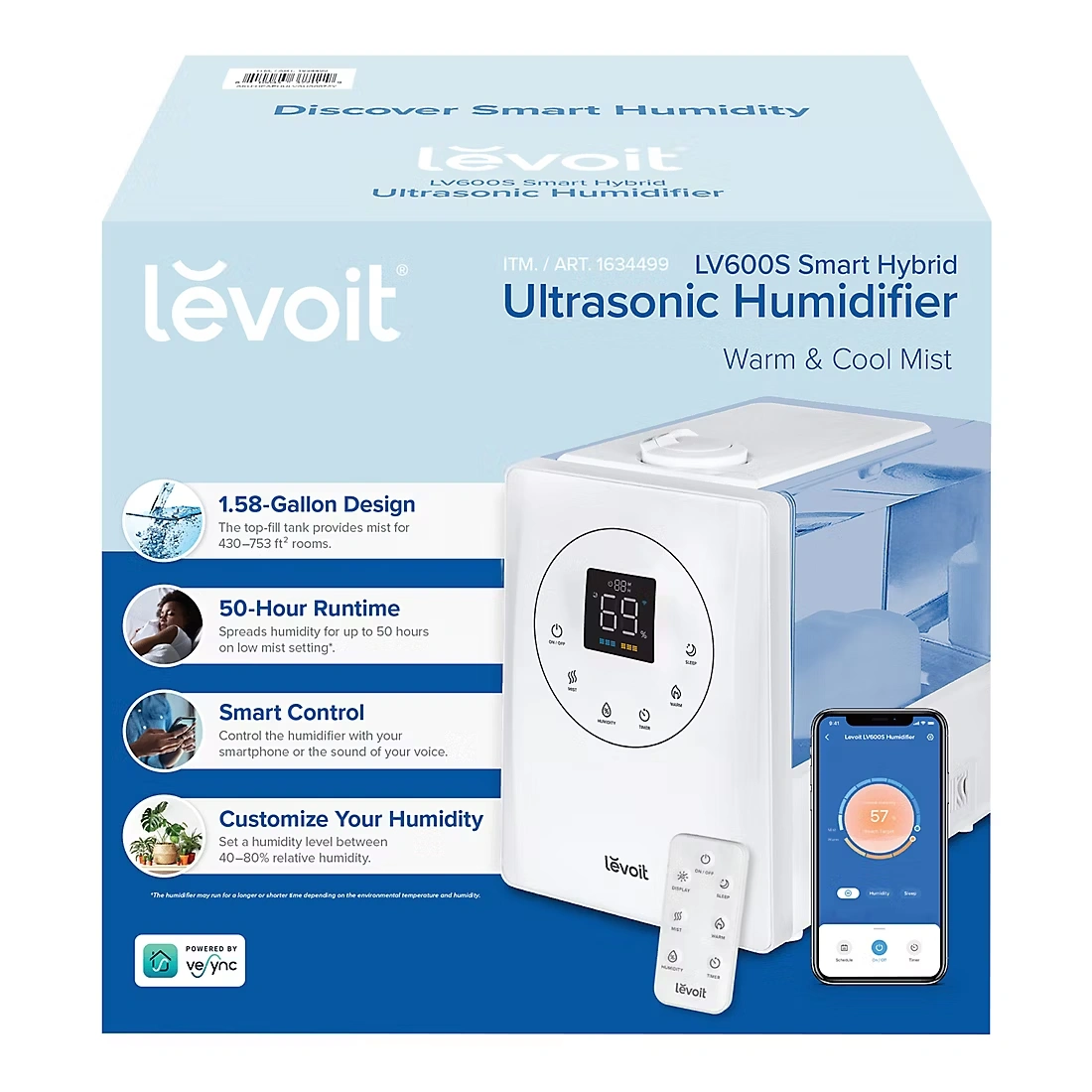Levoit Ultrasonic Warm/Cool Mist 1.58G Humidifier