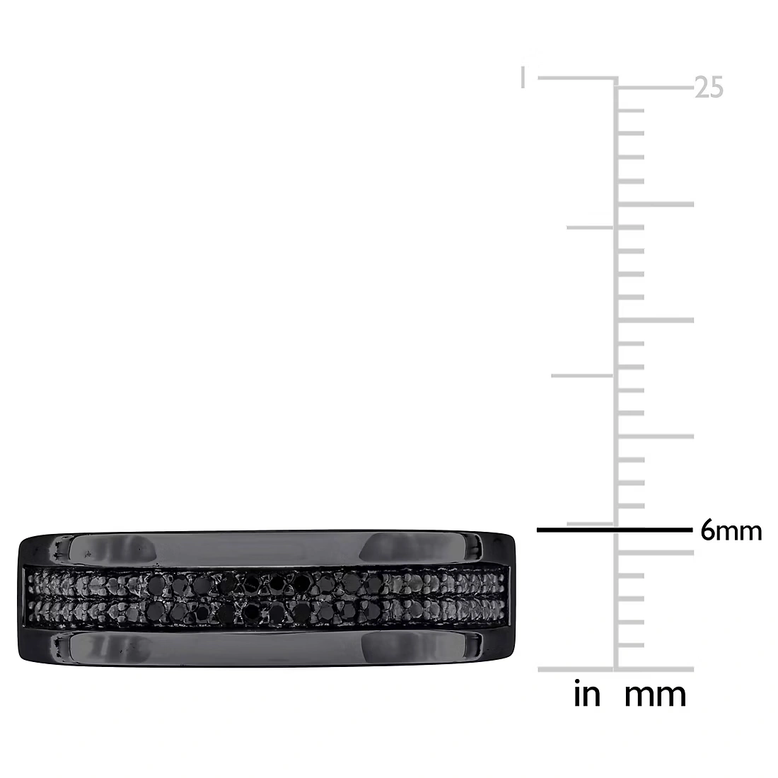 Men's .1 ct. t.w. Black Diamond Double Row Anniversary Ring in Black Rhodium Silver