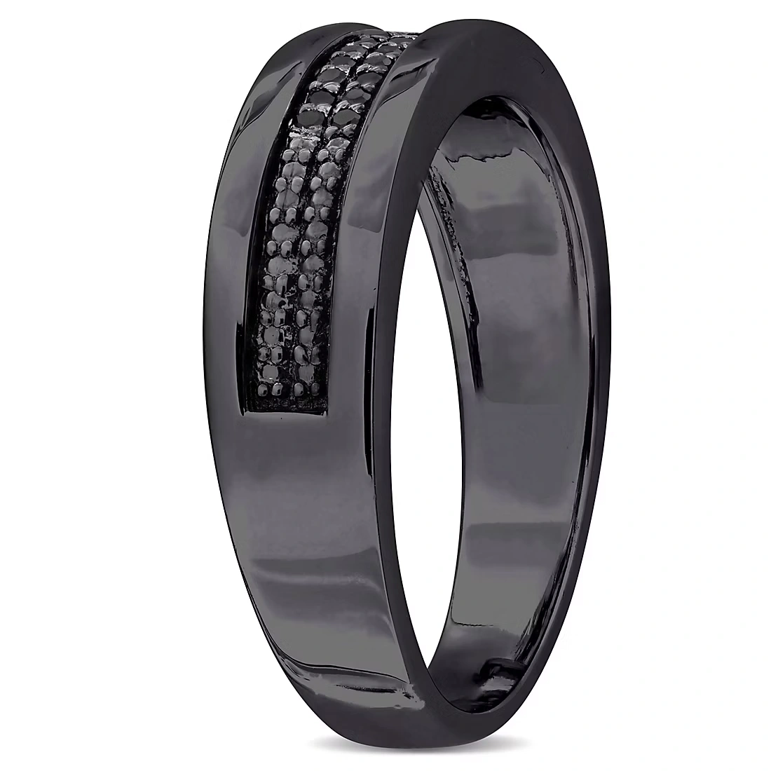 Men's .1 ct. t.w. Black Diamond Double Row Anniversary Ring in Black Rhodium Silver
