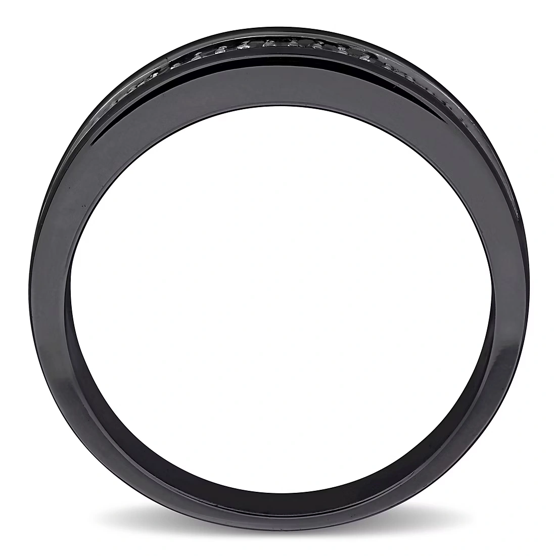 Men's .1 ct. t.w. Black Diamond Double Row Anniversary Ring in Black Rhodium Silver