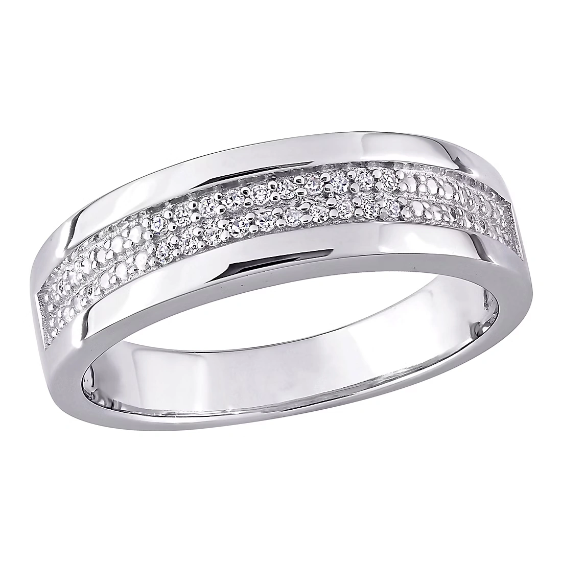Men's .1 ct. t.w. Diamond Double Row Anniversary Band in Sterling Silver