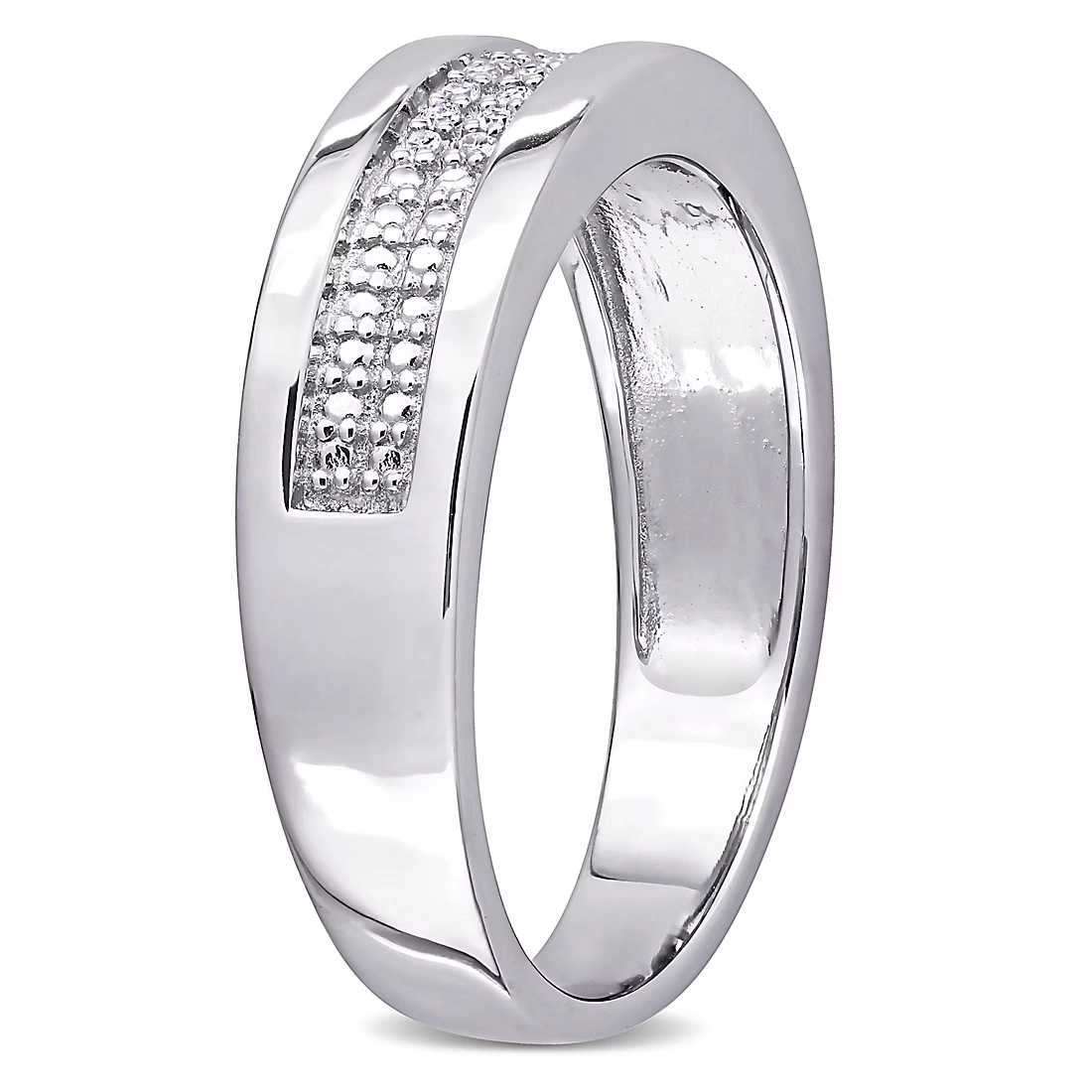 Men's .1 ct. t.w. Diamond Double Row Anniversary Band in Sterling Silver