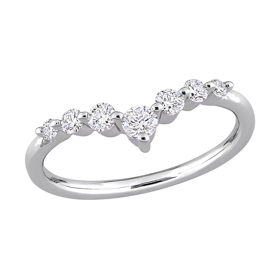 .37 ct. t.w. Lab Grown Diamond Chevron Ring in Platinum Plated Sterling Silver