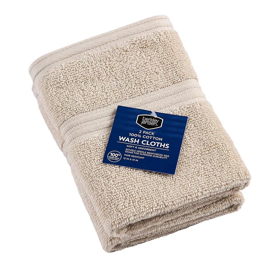 Berkley Jensen Cotton Wash Cloths, 2 pk. - Linen