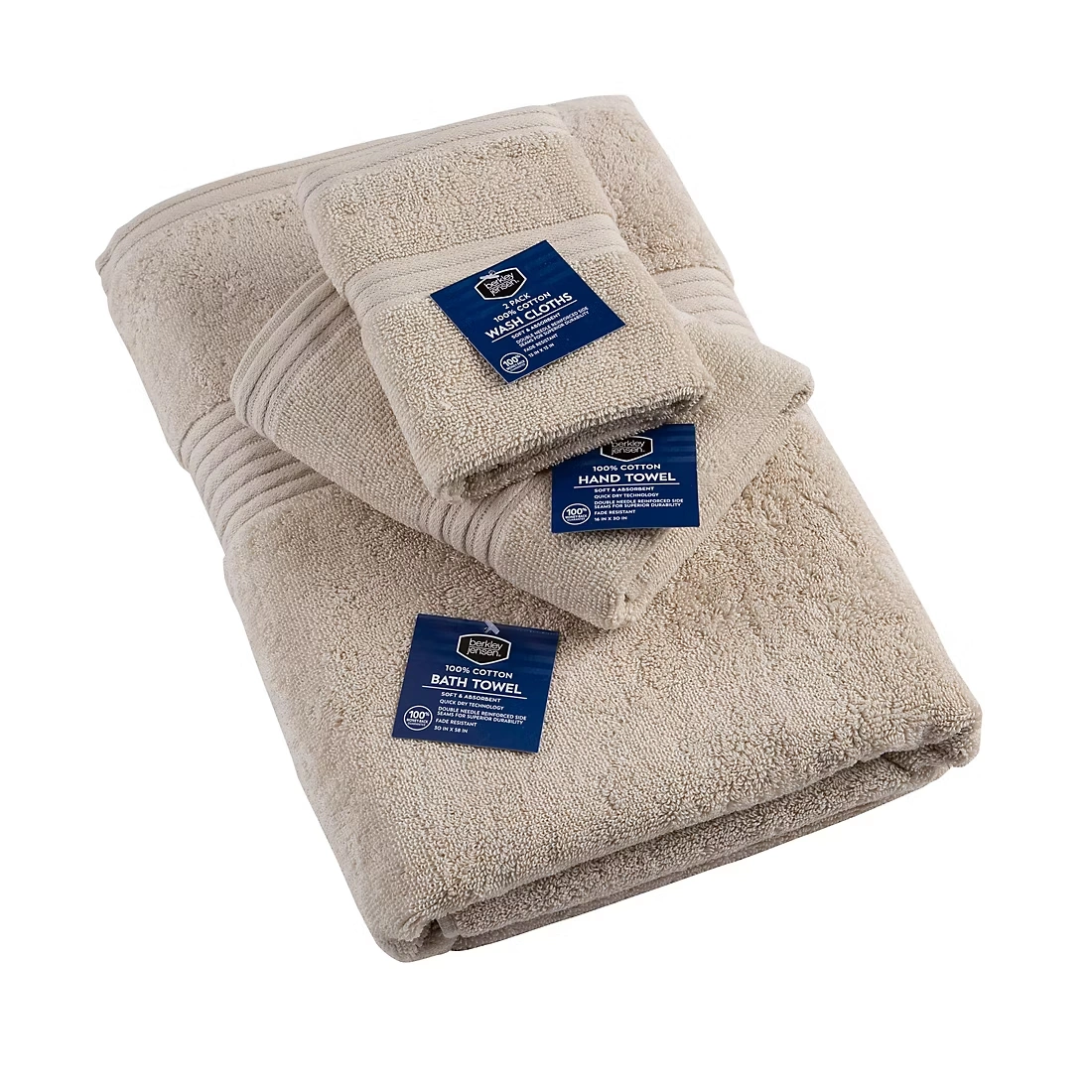 Berkley Jensen Cotton Wash Cloths, 2 pk. - Linen