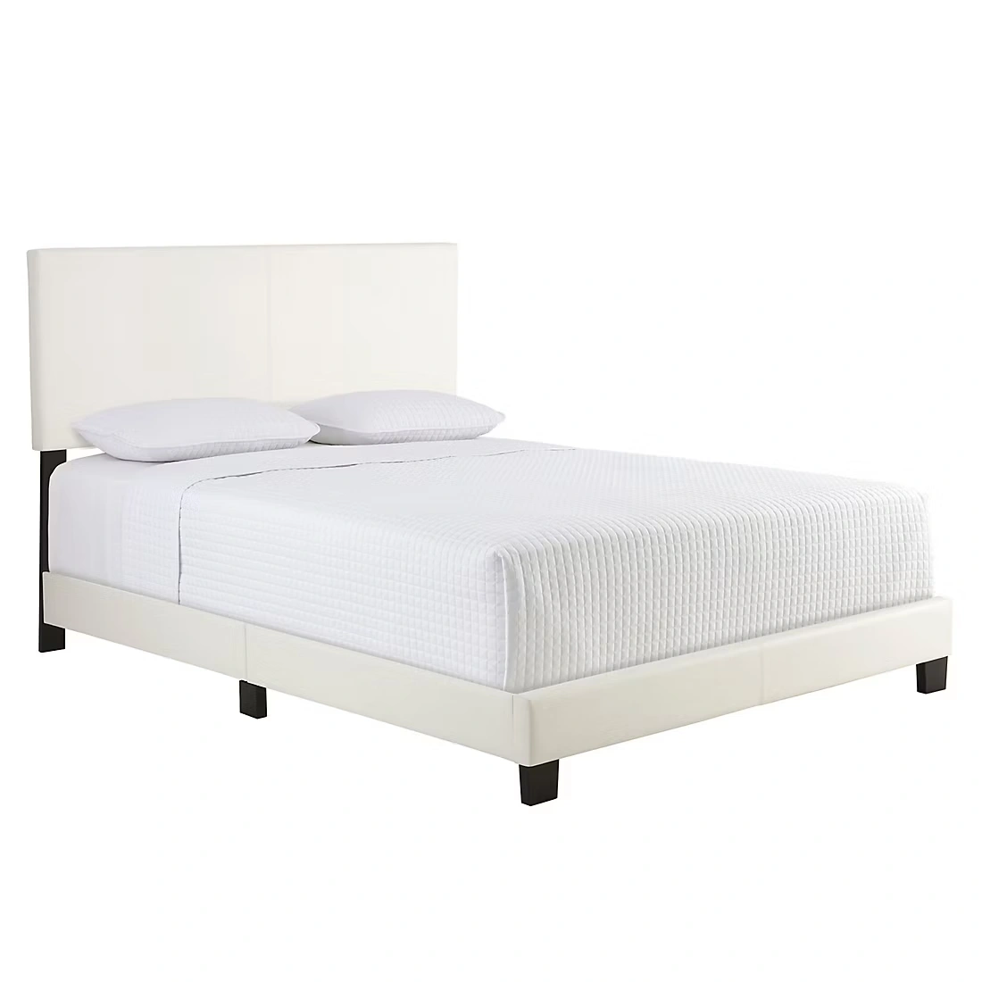 Contour Rest Garnet Full Size Simulated Leather Platform Bed Frame - White