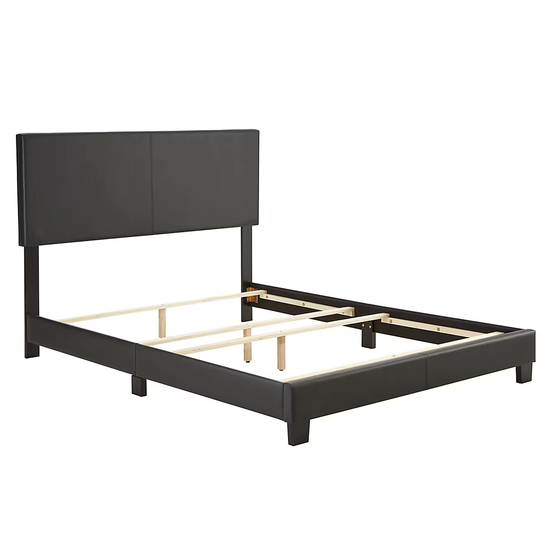 Contour Rest Garnet Queen Size Simulated Leather Platform Bed Frame - Black
