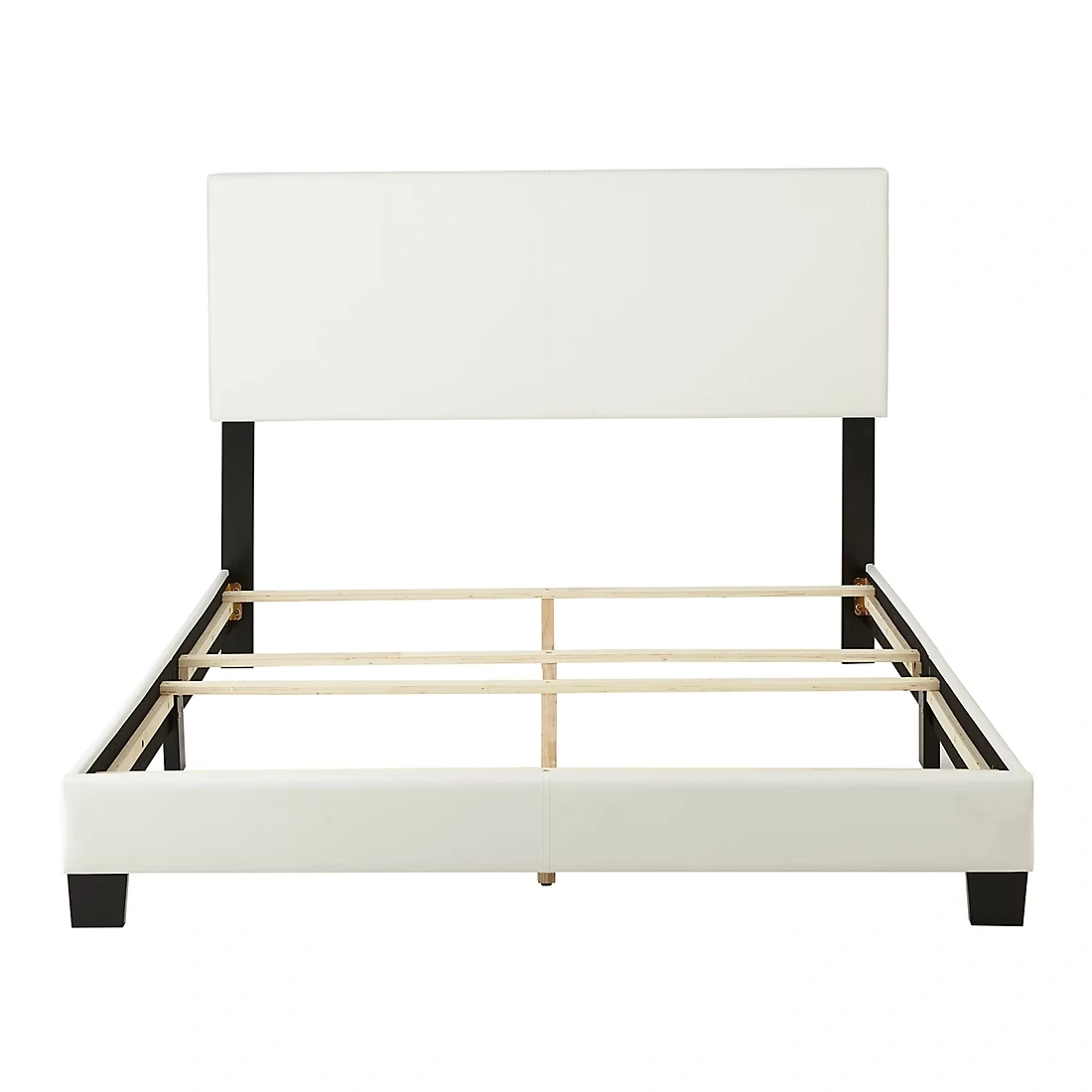 Contour Rest Garnet Queen Size Simulated Leather Platform Bed Frame - White