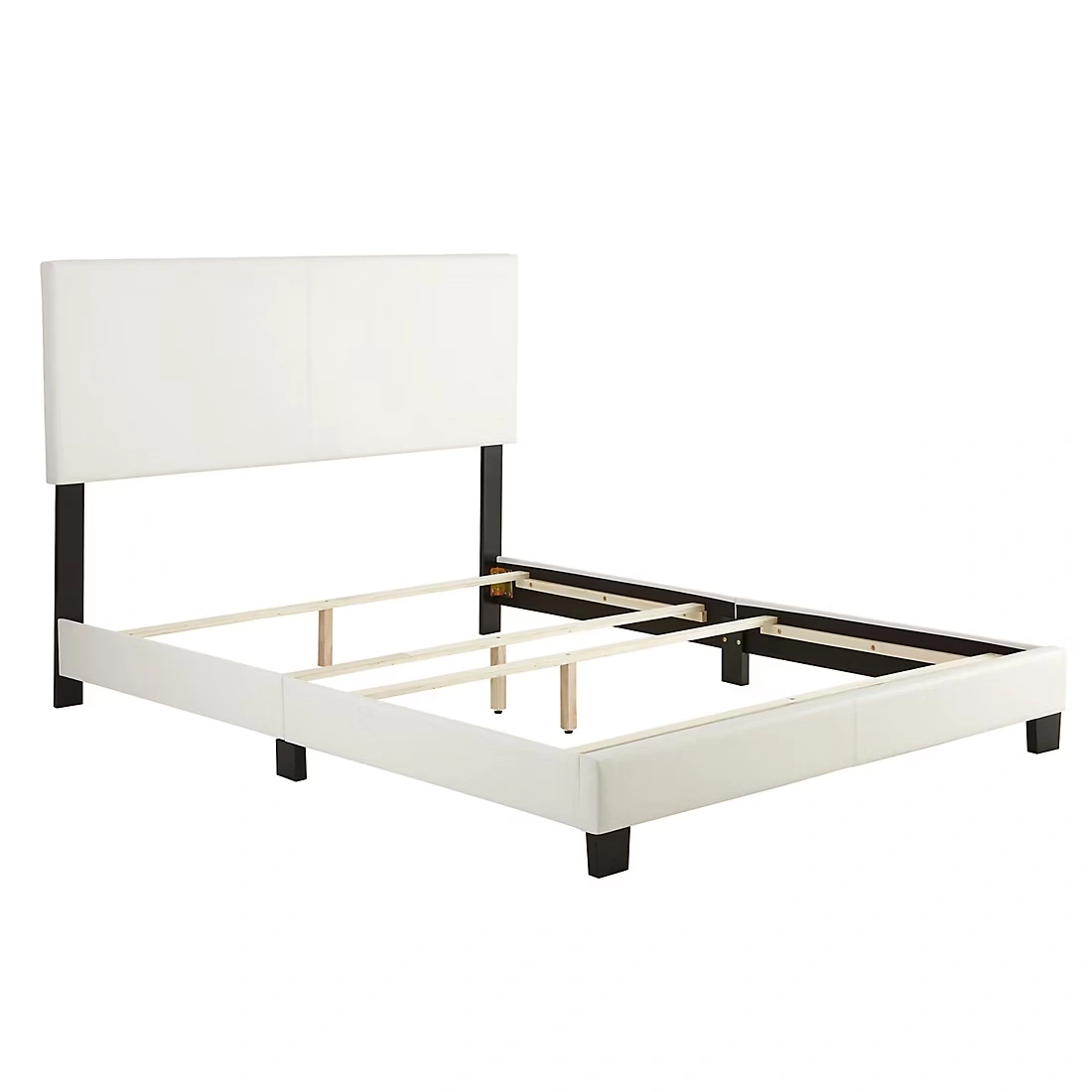 Contour Rest Garnet Queen Size Simulated Leather Platform Bed Frame - White