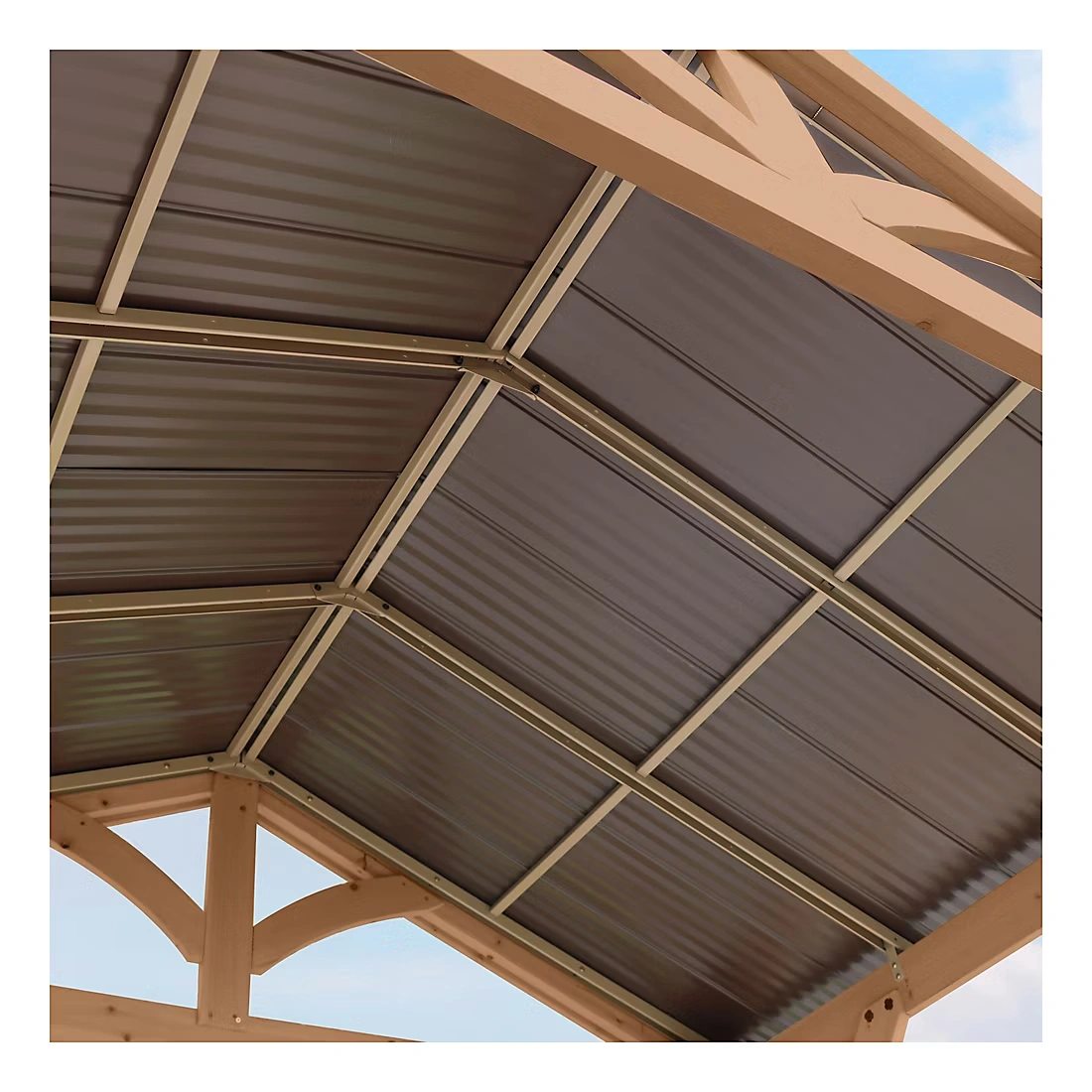 Yardistry Meridian 8'L x 5'8\"W x 8'10\"H Grilling Pavilion - Coffee Brown