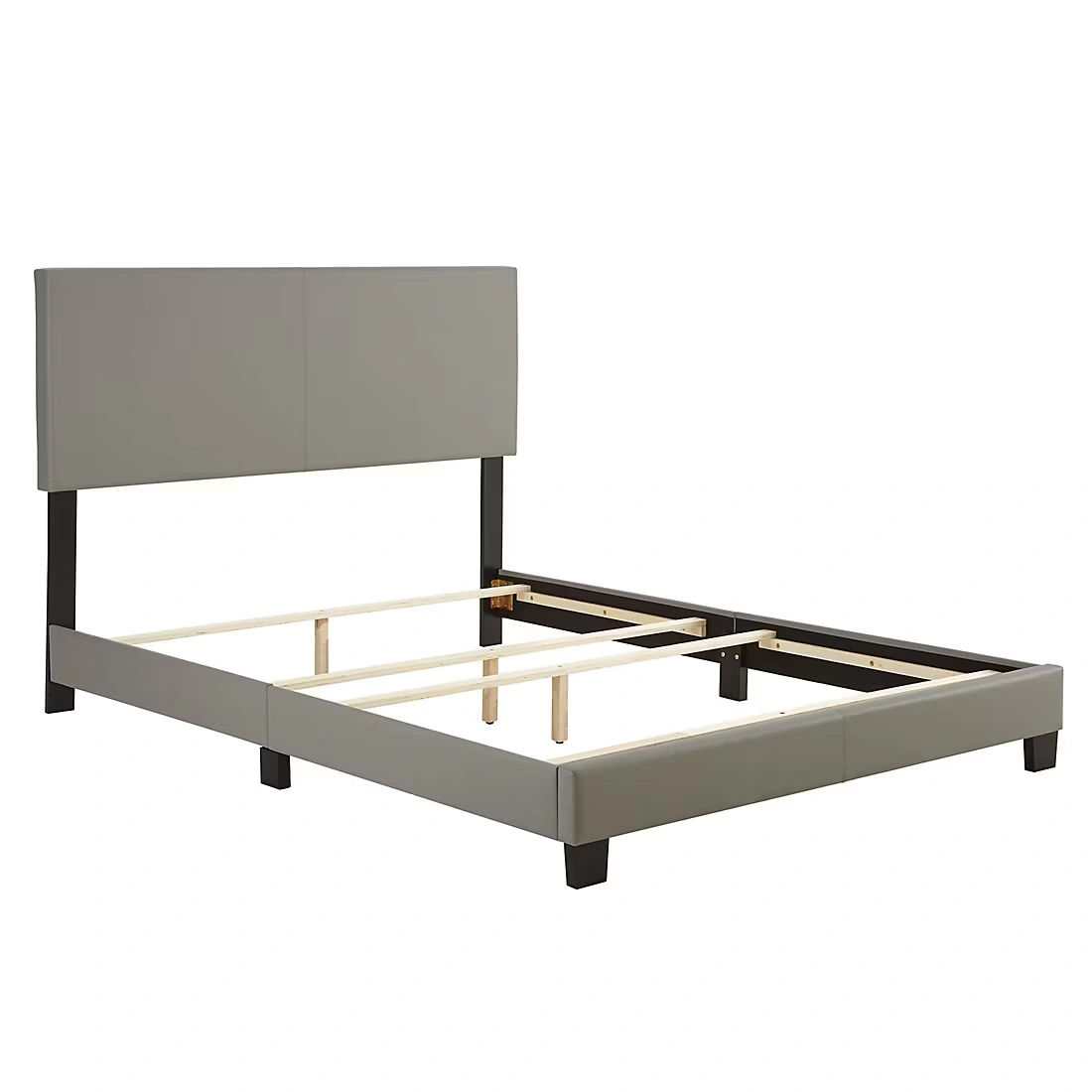 Contour Rest Garnet Queen Size Simulated Leather Platform Bed Frame - Gray