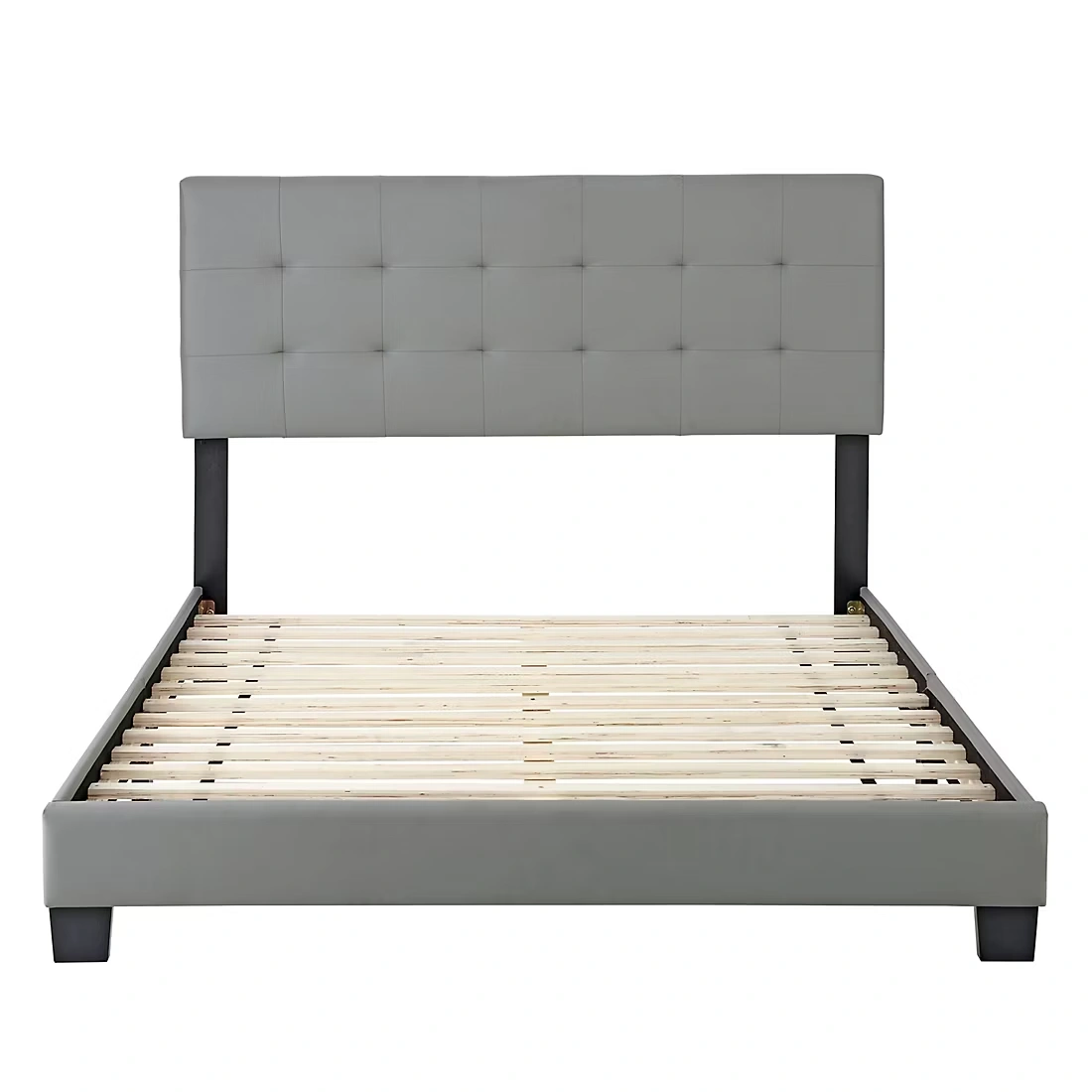Contour Rest Michal Queen Size Simulated Leather Platform Bed Frame - Gray