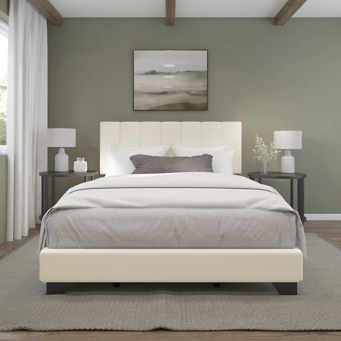 HH2Home Everlee Queen Upholstered Bed - Ivory 1 HH2Home Everlee Queen Upholstered Bed - Ivory