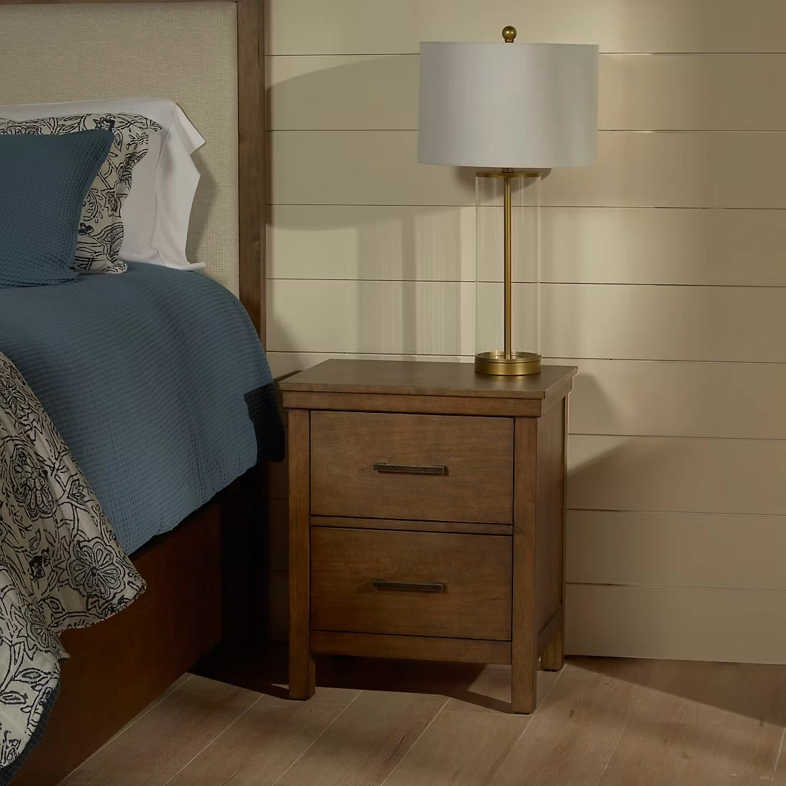 Ludlow 2-Drawer Nightstand - Medium Brown Wood Finish