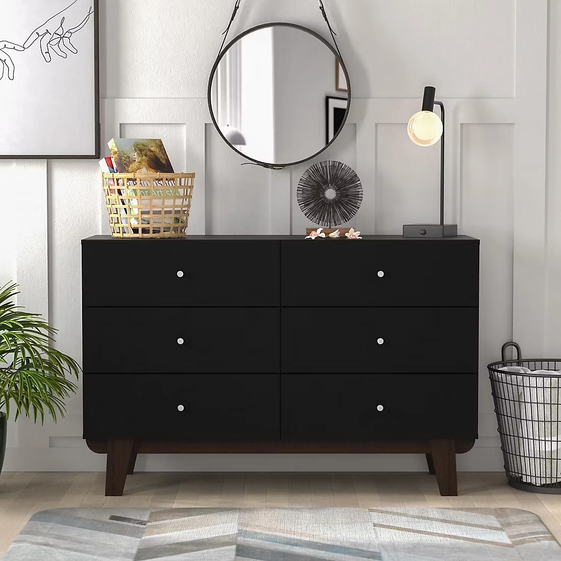 Living Essentials by Hillsdale Kincaid Wood 6 Drawer Dresser - Matte Black 1 Living Essentials by Hillsdale Kincaid Wood 6 Drawer Dresser - Matte Black